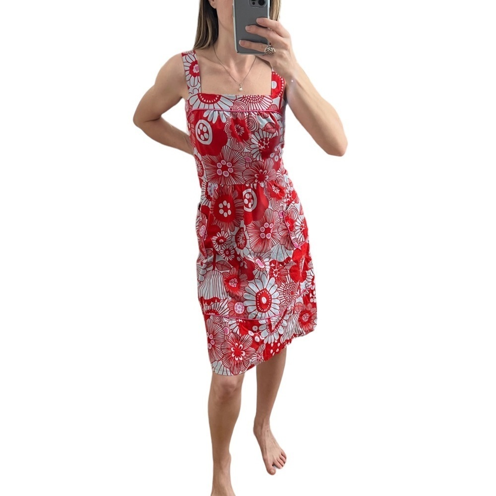 Marimekko floral knee length dress pockets - Picture 3 of 14